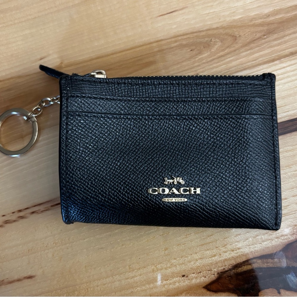 Coach Black Textured Leather Card Holder
